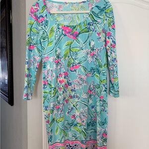 Lilly Pulitzer Vibrant Floral Long Sleeve Dress - Blue and Pink